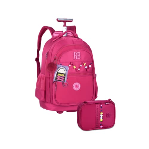 Kit Mochila Rodinha Rebecca Bonbon Beaded Fun Com Lancheira Estojo Box Original Feminino Escolar