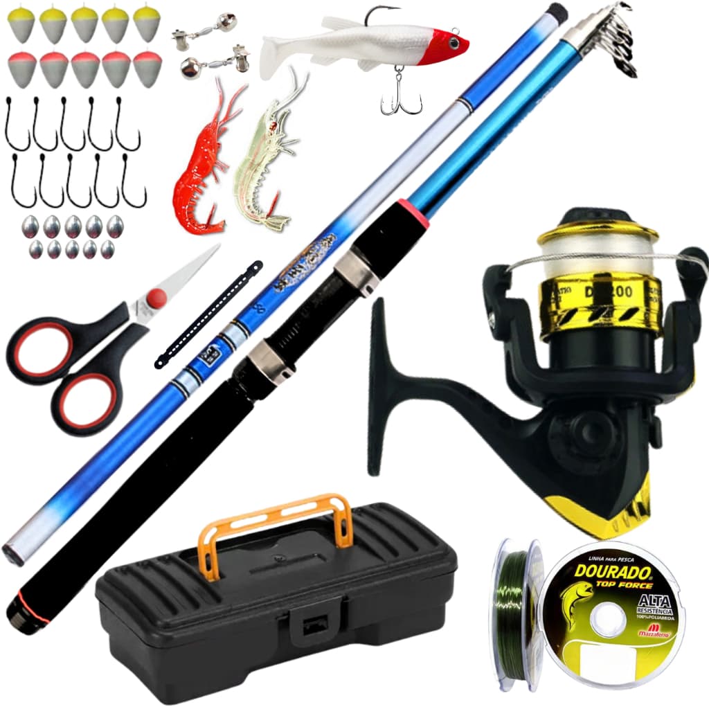 Molinete e Vara de Pesca Vara de Mão 4,50 Isca Artificial Kit Pescar Lambari Tilapia Tucunare Pacu