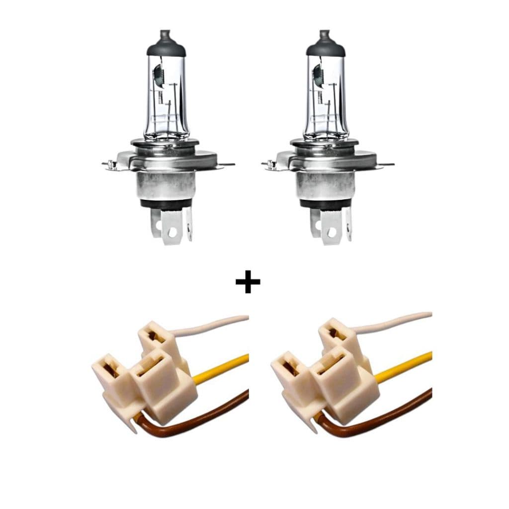 Kit Duas Lâmpadas H4 12v 55w + Soquete com Fio1,5mm 1015H4