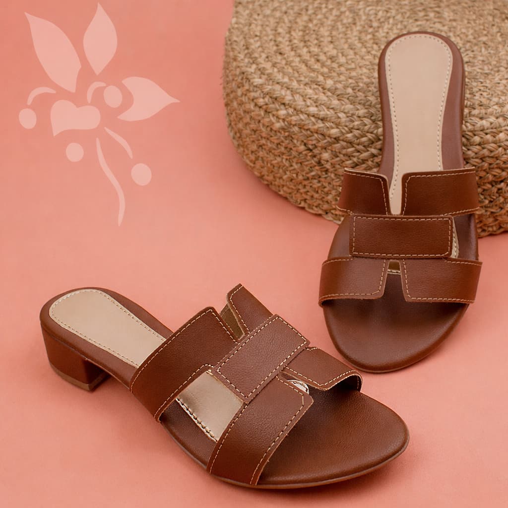 Tamanco Feminino Casual Salto Baixo Tira H Brilho Confortável Leve Tendência Original Pés&Formas
