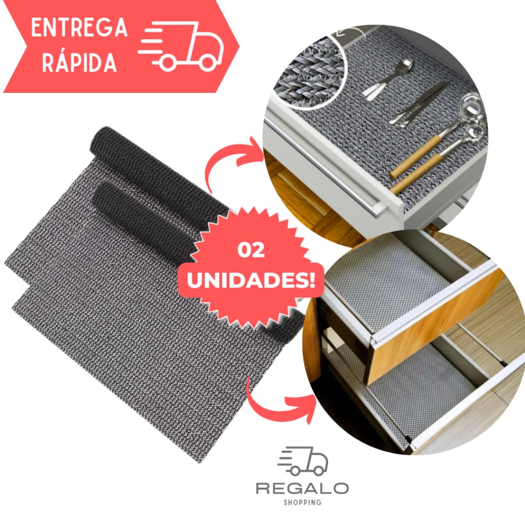 Kit 2 Forro para Gavetas Armarios Antiderrapante PVC Colorido para Cozinha Prateleira Manta