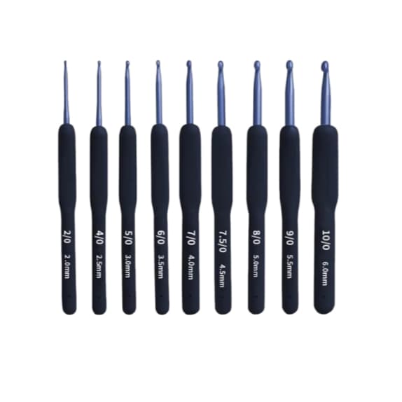 Kit 9 Agulhas Ergonômicas Crochê Preta - Tamanhos na Descrição