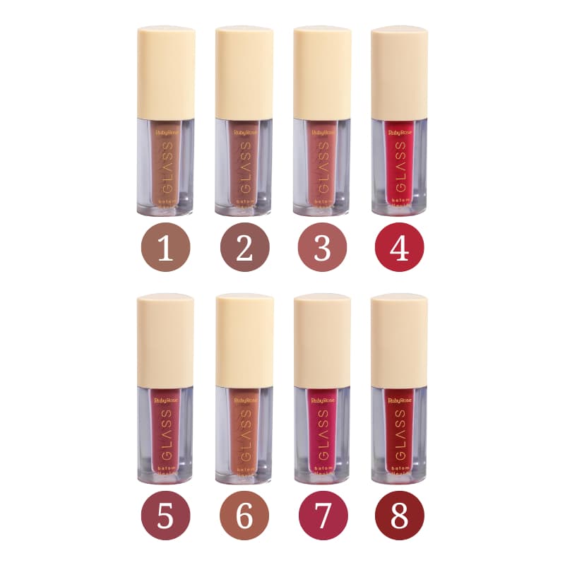 Batom Líquido Velvety Glass Ruby Rose HB-578 1/2/3/4/5/6/7/8