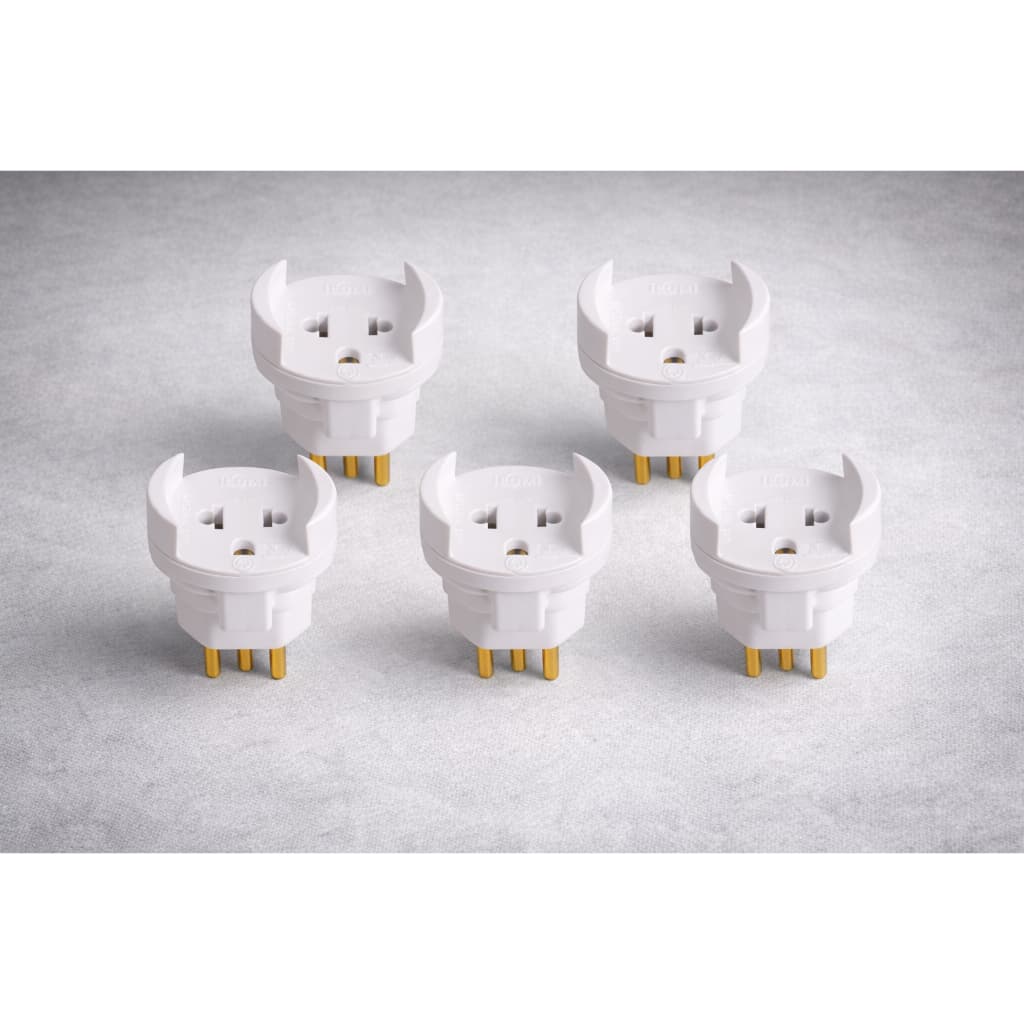Kit 5 Pinos Adaptador 2P+T Bipolar 10A 250V Branco ILUMI