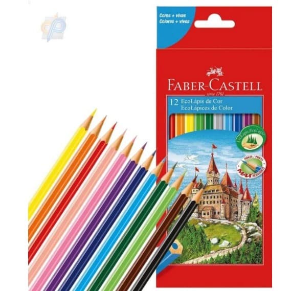 Lapis de cor personalizado com nome 12 cores Faber Castell