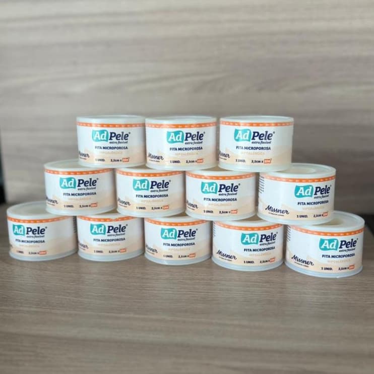 KIT C/ 12 Fitas Cirúrgica Micropore Hipoalérgica Discreta Branca Missner 2,5cmX10m