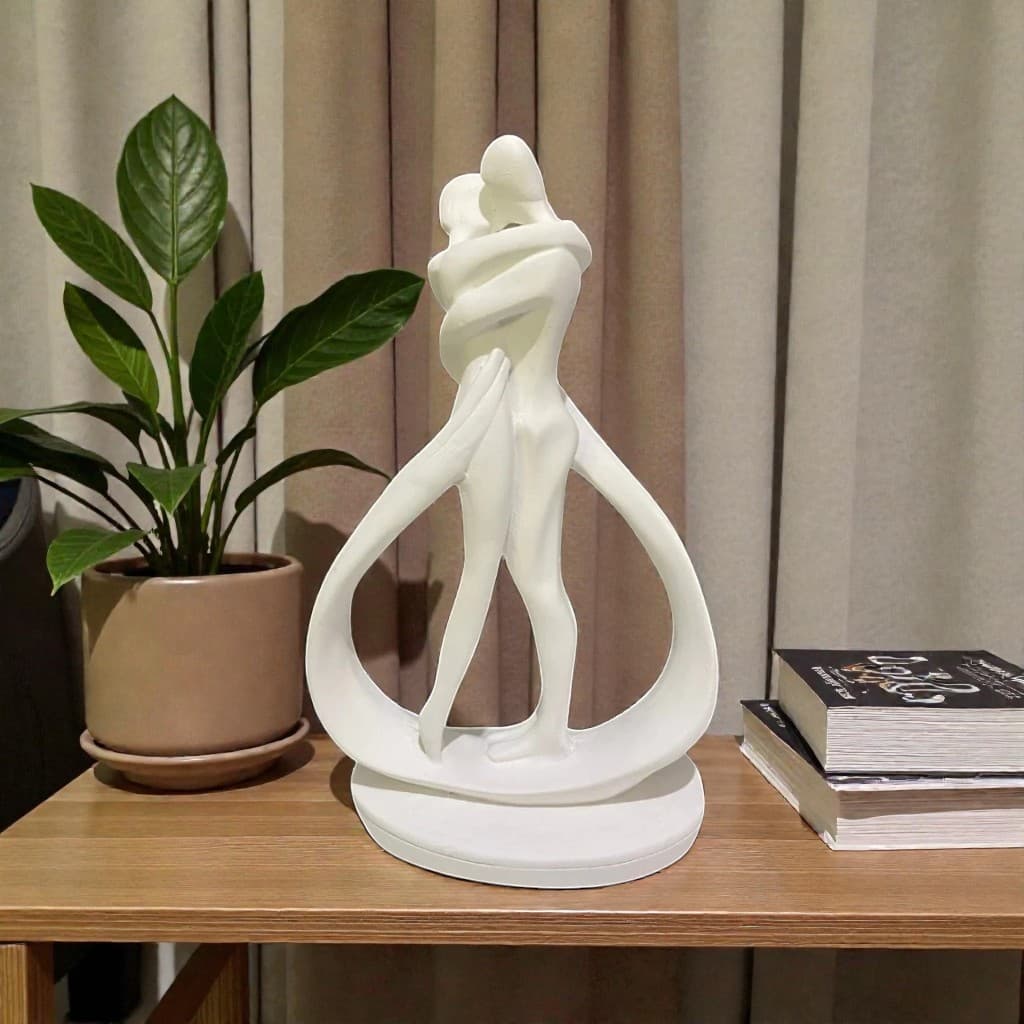 Estátua Estatueta Casal Abraçado Entrelaçado Minimalista Decorativo Luxo Decoração Quarto