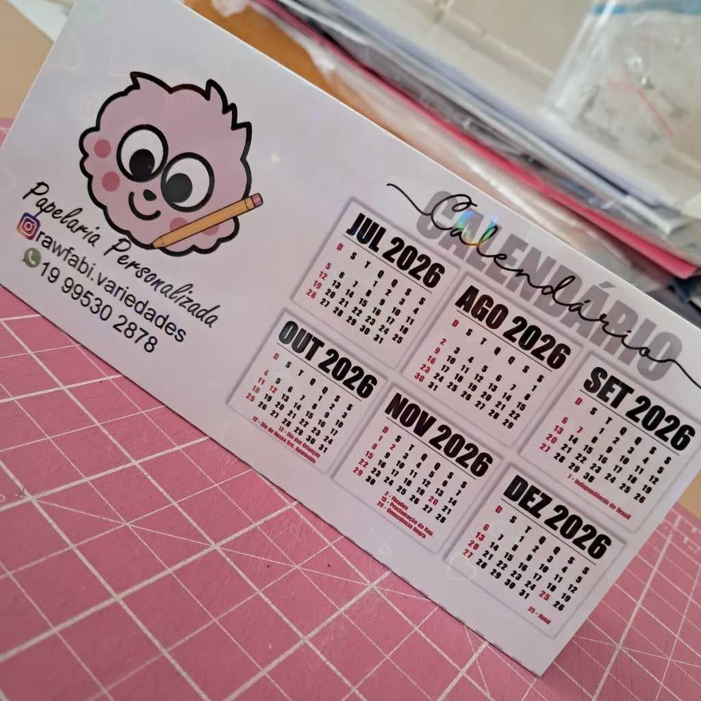 Calendário Simples de mesa (foto, logo, frase, personagem etc)