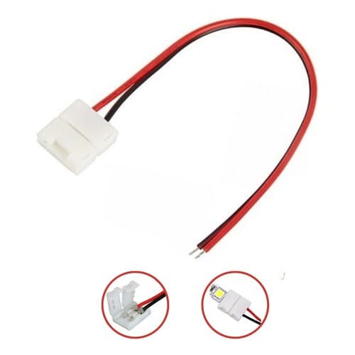 Cabo Conector 2 Vias 8mm 3528 Emenda Fita LED Rabicho Monocor