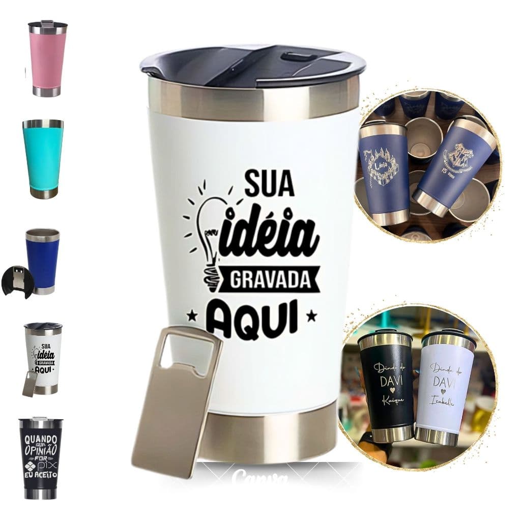 Kit 6 copos personalizados Inox Copos térmicos 479ml