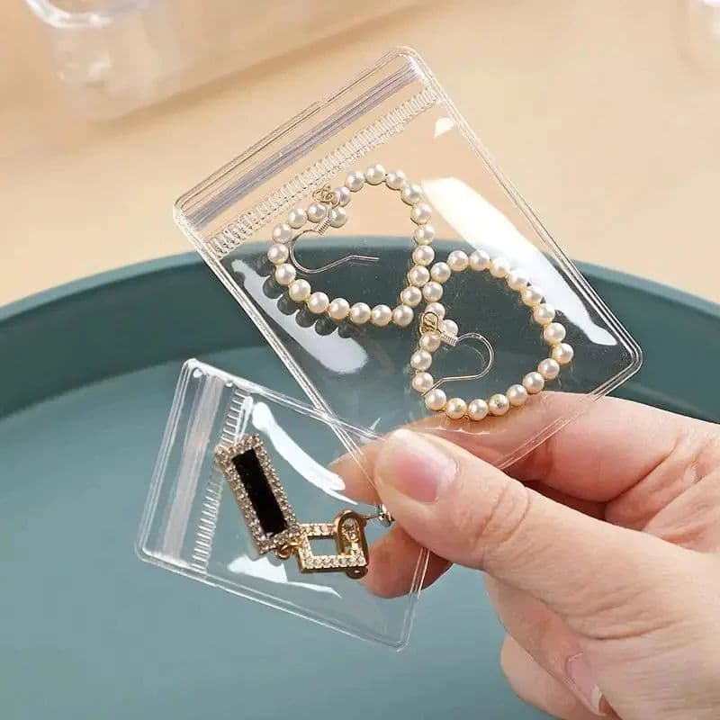 Saco Plástico Ziper Para Jóias Em Pvc Transparente Com 50 Unidades