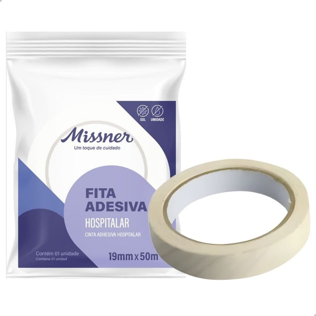 Fita Crepe Hospitalar Missner 19mm x 50m Escrita sem Borrar Uso Clínico ANVISA