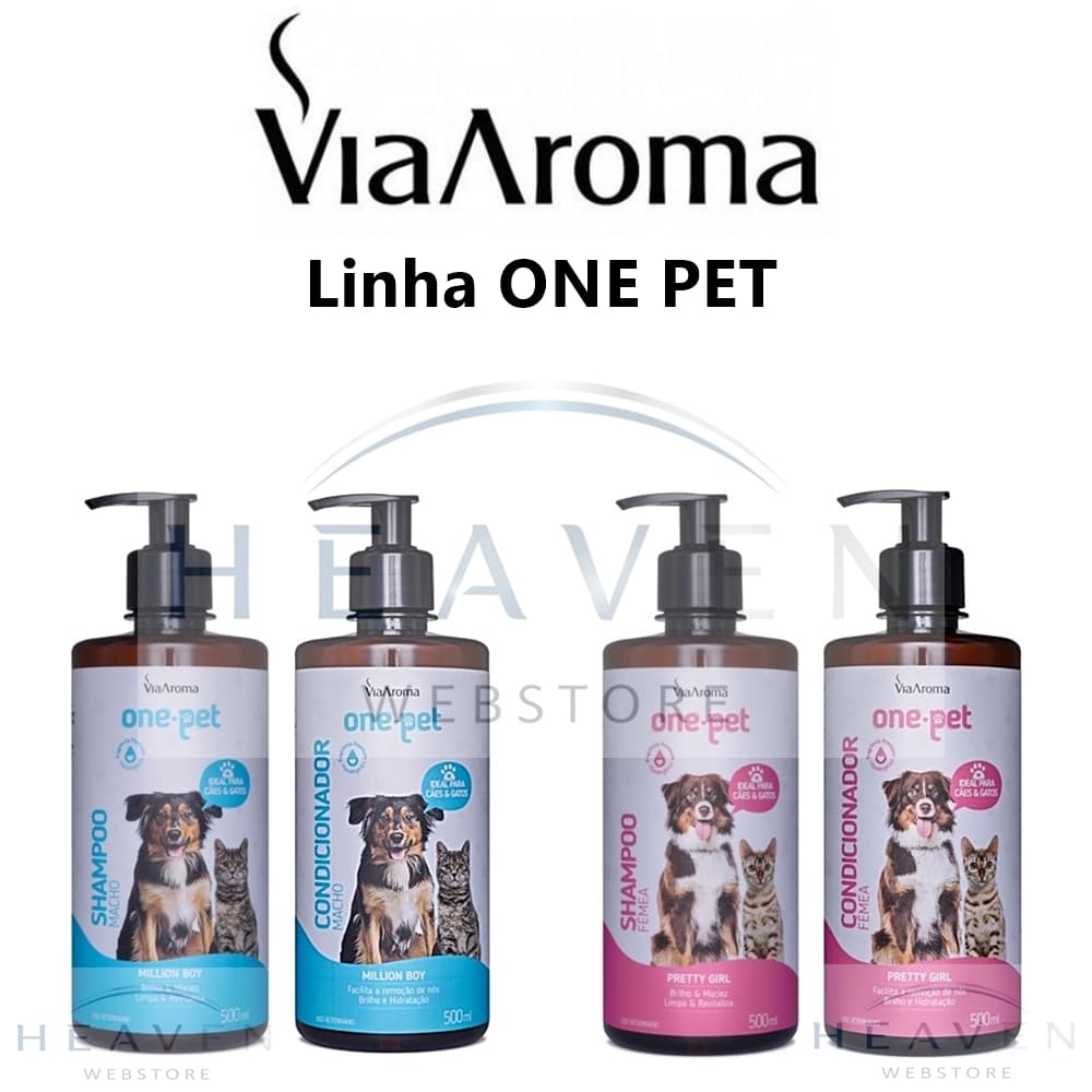 Kit Shampoo e Condicionador Cão e Gato 500ml One Pet Via Aroma - Macho e Femea