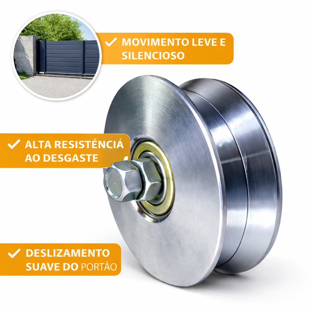 Roldana Portão 2.1/2" polegadas Com Parafuso e Porca Canal Portão Reforçado 2,5