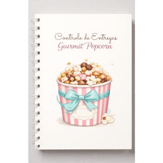 Caderno de Controle de Pedidos - Pipoca Gourmet - Capa dura - wire-o branco