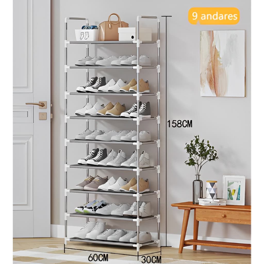 Sapateira calçados Prateleira 9 Andares 27 sapatos organizador desmontável Vertical Porta ZH004
