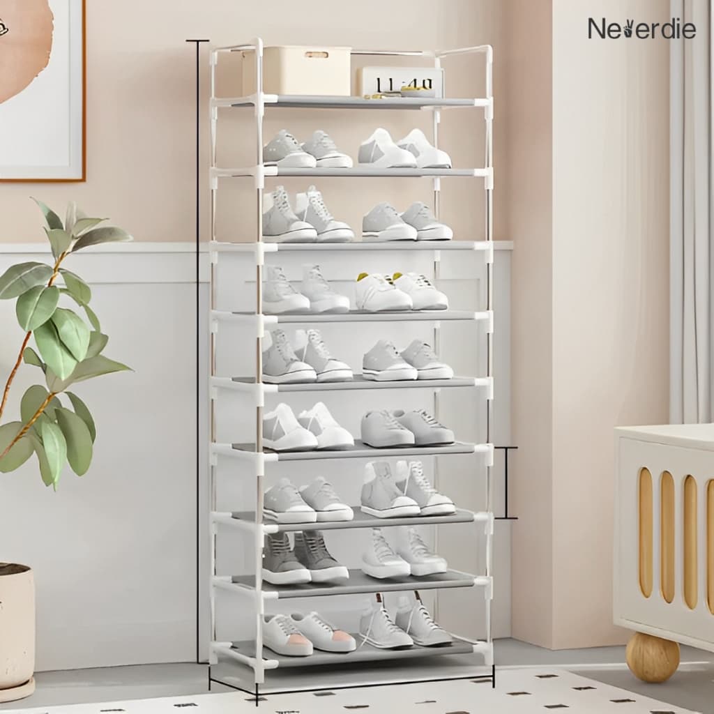 Sapateira calçados Prateleira 9 Andares 27 pares de sapatos organizador desmontável Sapateira Vertical Com Porta