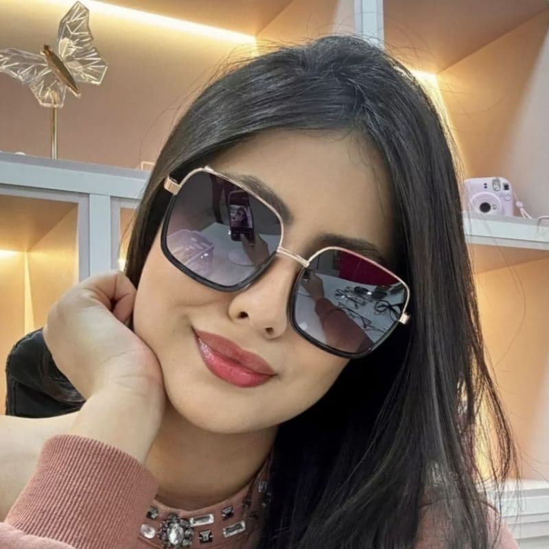 Óculos de sol Feminino proteção UV400em metal com acetata