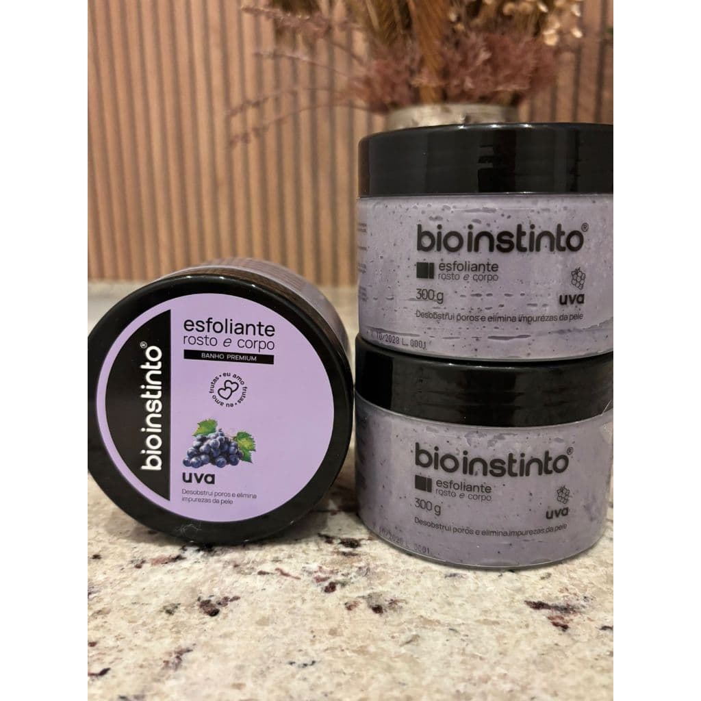 ESFOLIANTE ROSTO E CORPO  BIO INSTINTO 300 G - FRAMBOESA - MARACUJÁ - MORANGO - PITAYA - UVA -MELANCIA