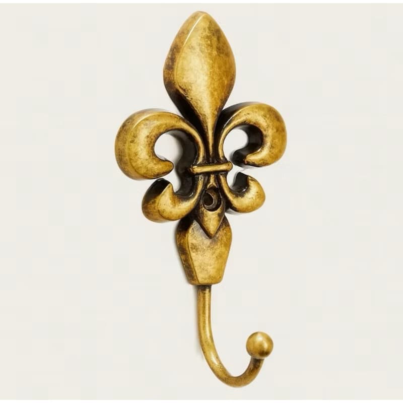Gancho Stradivari Metal Flor de Liz 1 Peça Decoração Porta Pendurador Toalha Parede Artesanato + Parafusos