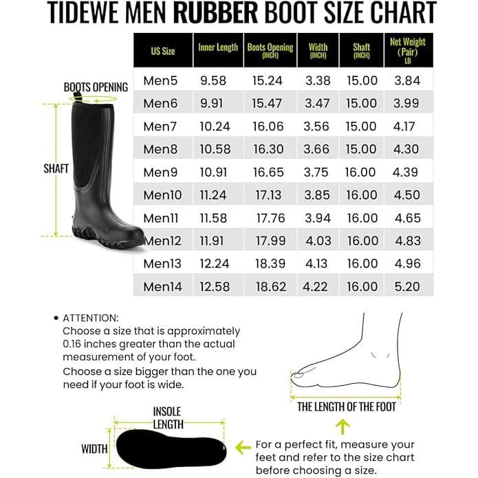 Bota de Borracha Masculina Impermeável TideWe | Tamanho 39/40