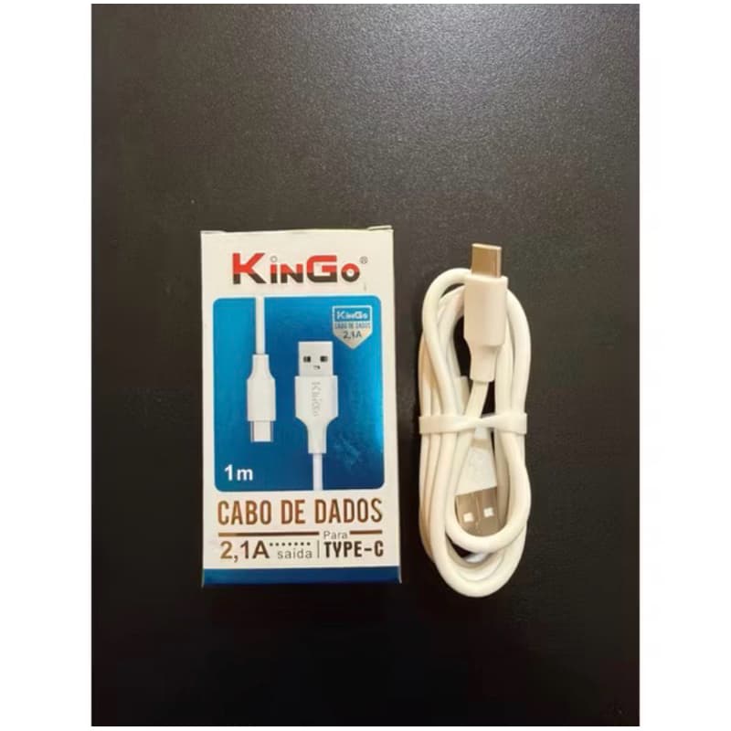 Cabo Kingo iPhone  tipo c Lightning Original 2.1A Turbo 1m Branco (Carrega e Transfere Dados)