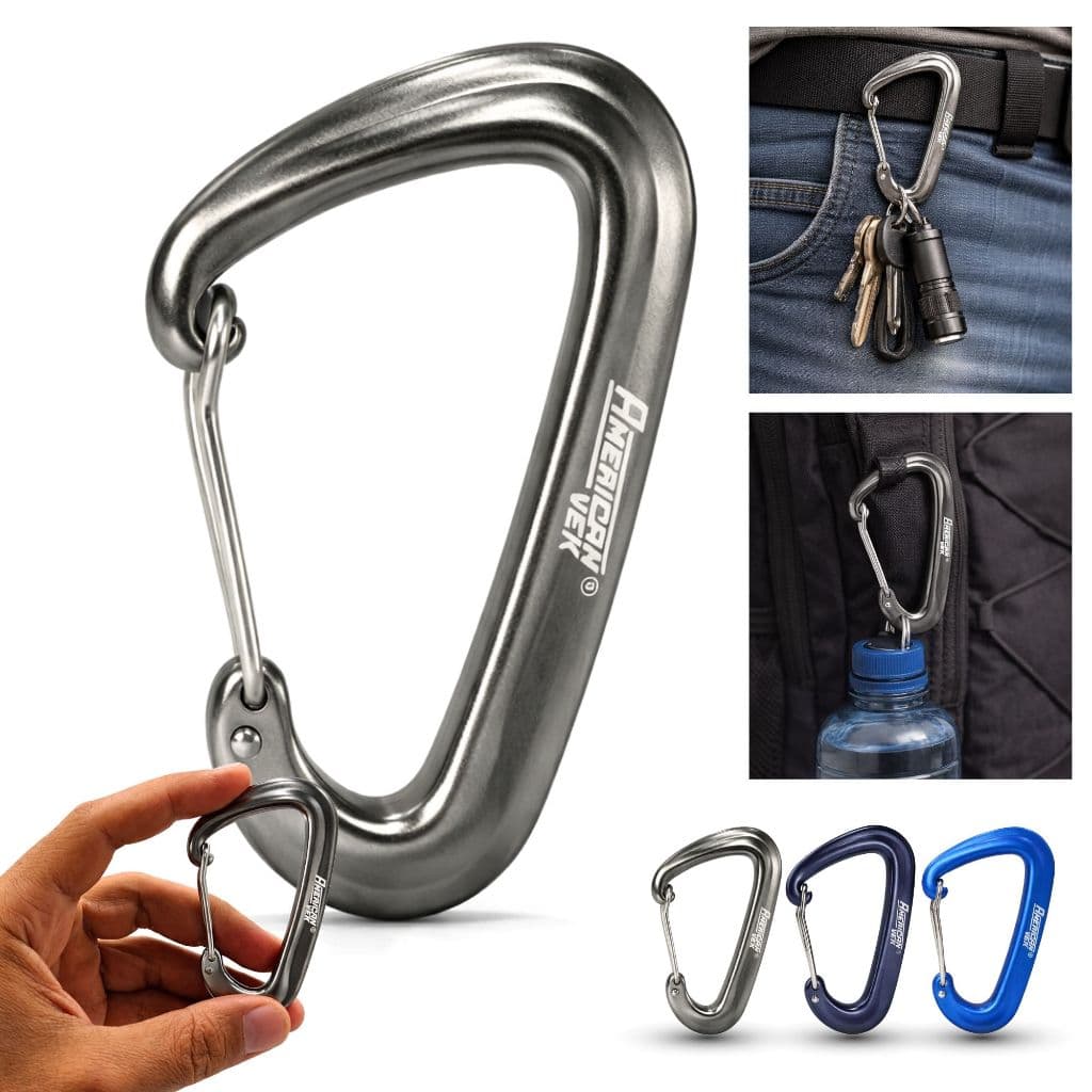 Mosquetão 12kn Aluminio Prata Alta Resistencia Multiuso Mochila Chaveiro Trilha Ferramentas