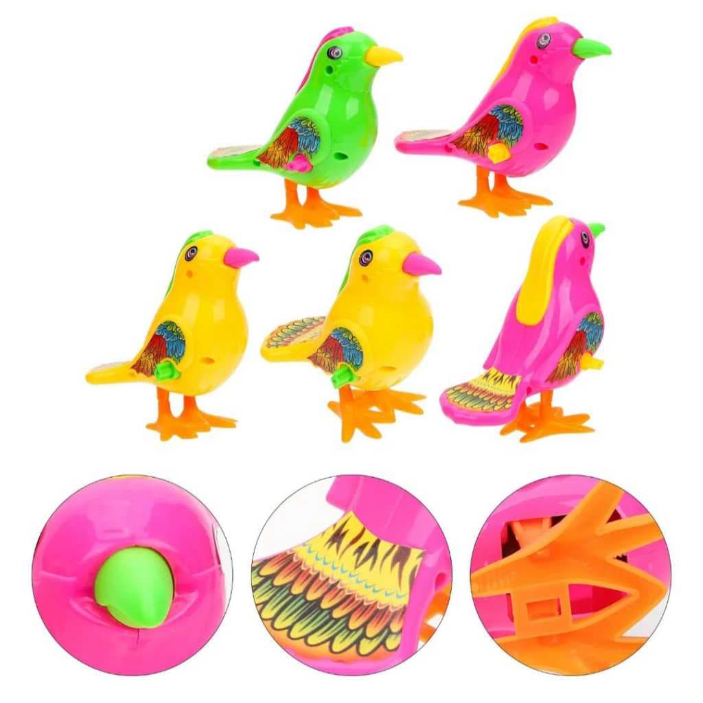 Passarinho colorido a corda que pula miniatura brinquedo infantil com 1 unidade