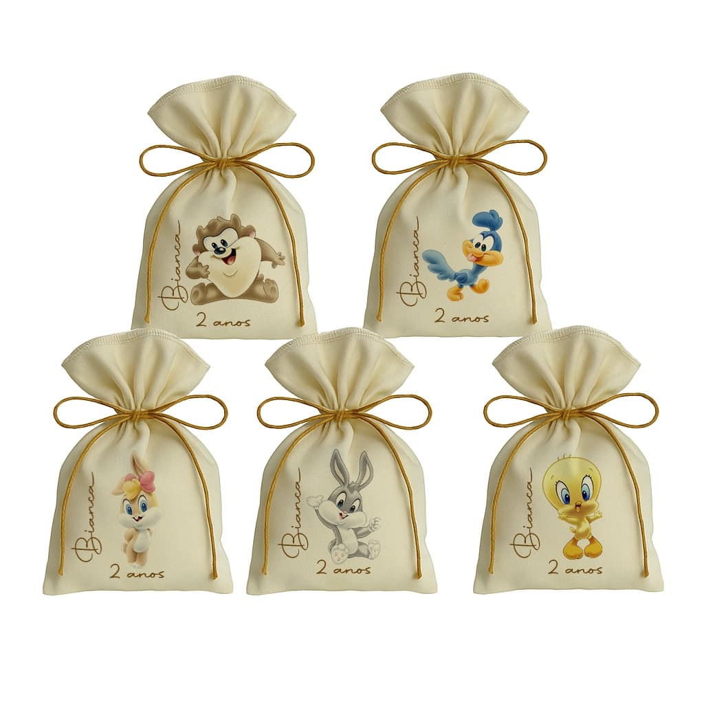Kit 10 Saquinho Personalizados Festa Lembrancinhas Baby Looney Tunes M2
