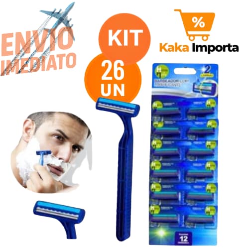 Kit 26 Presto barba aparelho de barbear 2 Lâminas com fita lubrificante barbeador descartavel