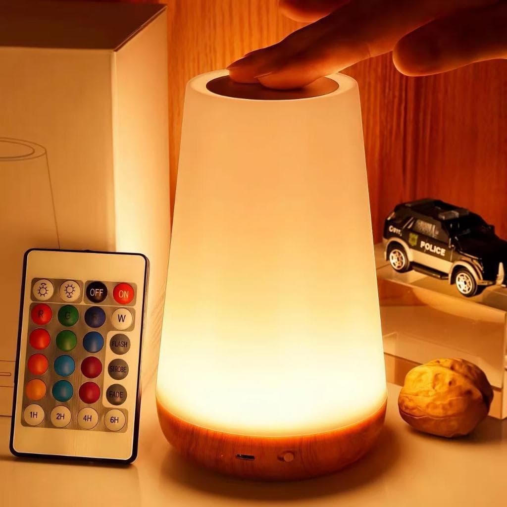 Luz de cabeceira Luminária de mesa moderna Lâmpada Touch com tempo de ajuste de controle remoto Led