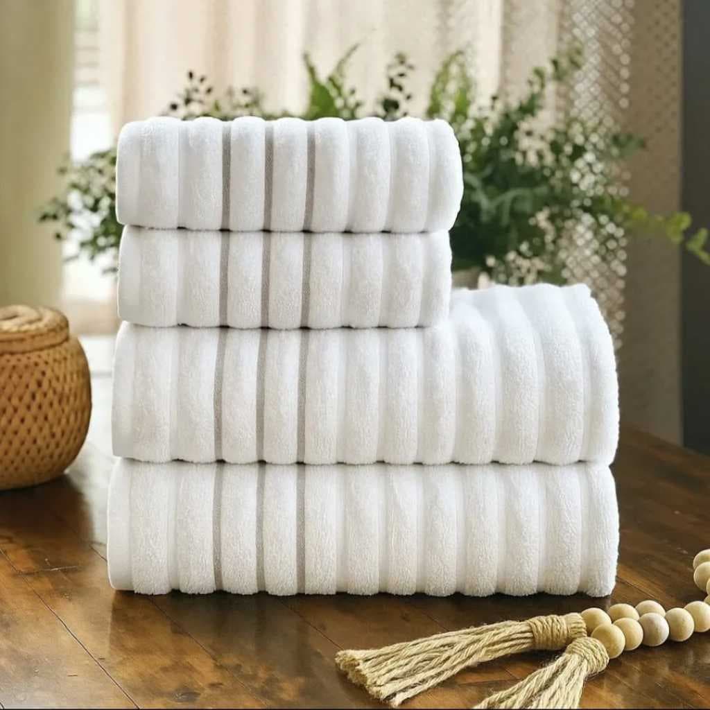 Jogo Toalhas 4 Peças Banhão Gigante Algodão Turco Branca De Hotel Wave Sonopillow Similar Hoomy