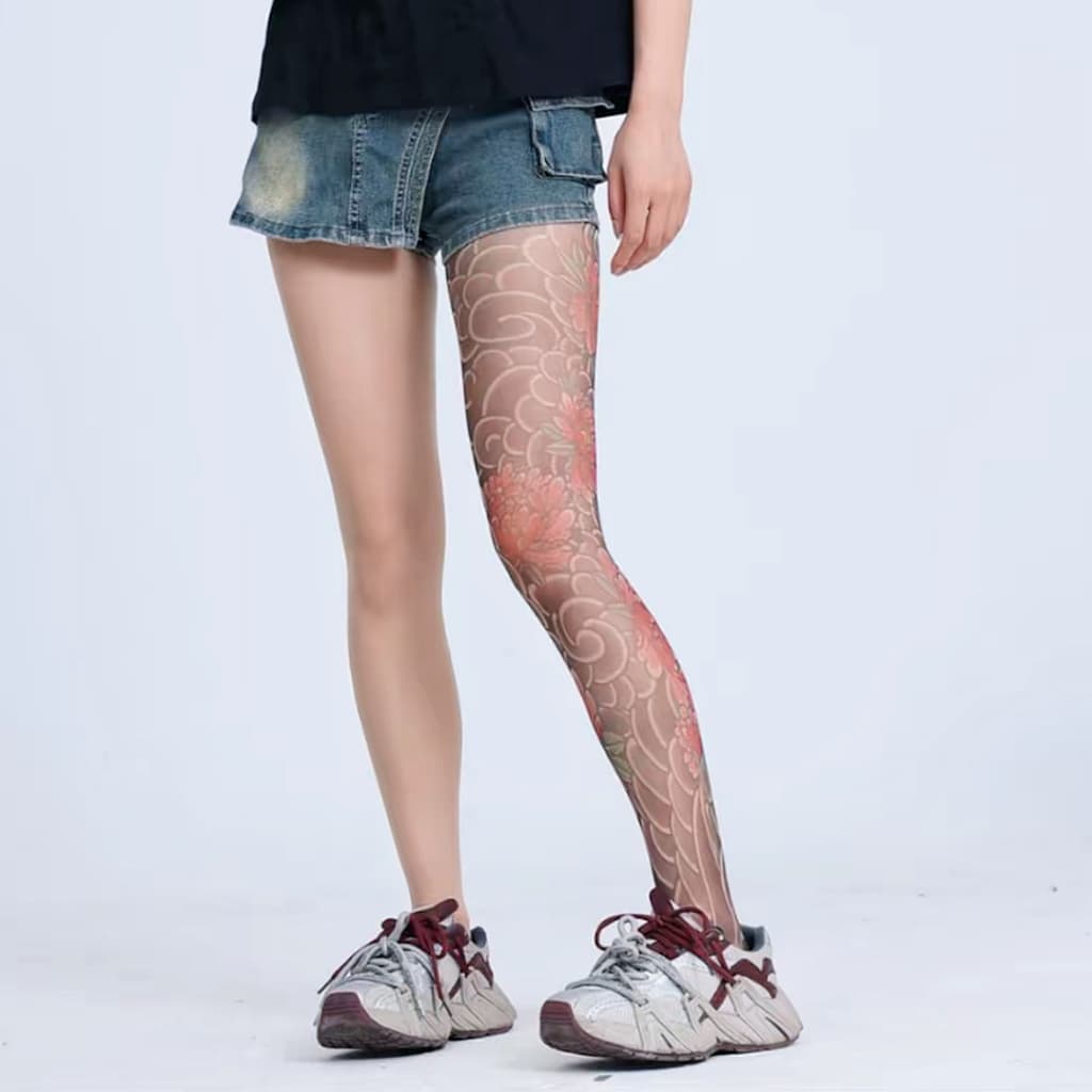 MEIA CALÇA ESTAMPADA - ESTILO TATUAGEM 3D FININHA PARA O VERÃO
