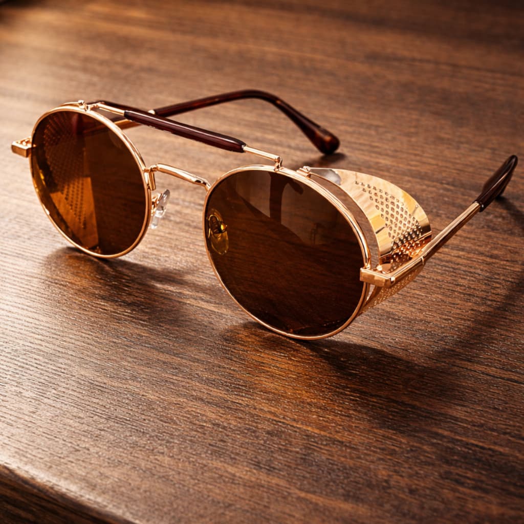 Óculos De Sol Steampunk Retrô Redodndo Masculino Feminino Alok Clássico De Metal UV400