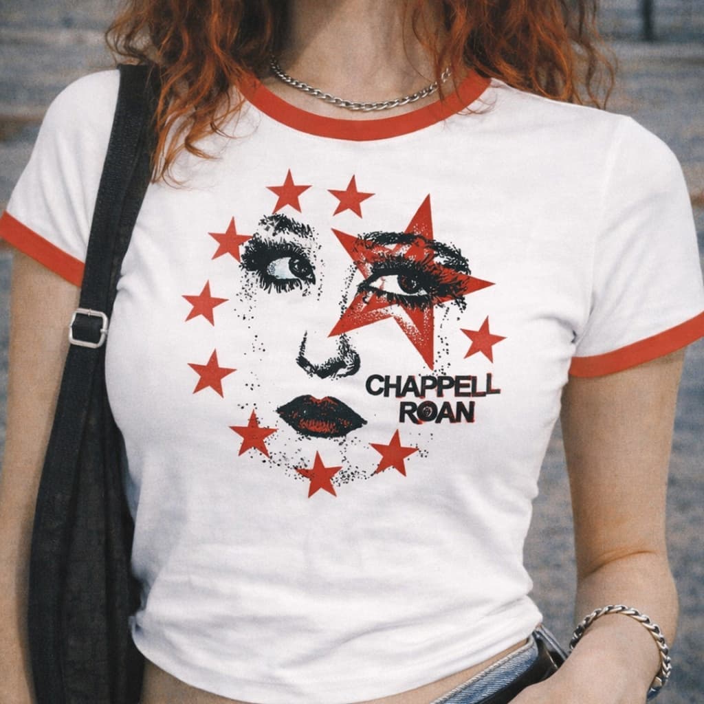 Camisa Feminina Baby Tee Chappell Roan T-shirt Vintage Y2K estética anos 90 BabyLook
