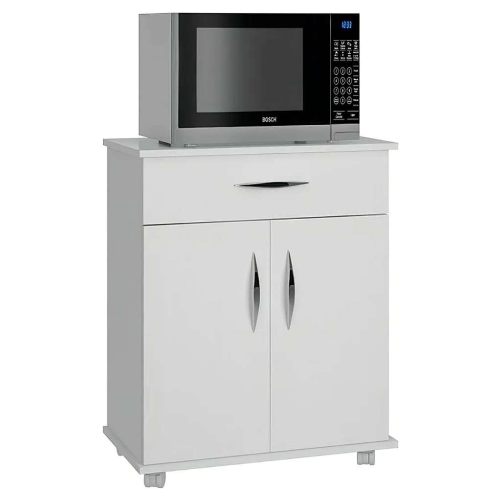 Balcão Base Microondas Fruteira Utensílios Cozinha Recepção Cor Branco