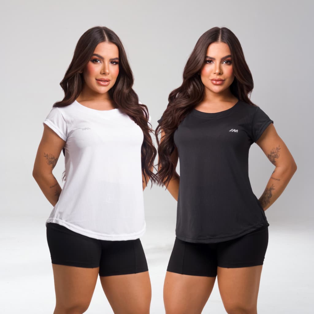 Kit 2 Camiseta Academia Feminina Dry Fit Camisa Blusa Caminhada Musculação Treino Baby Look