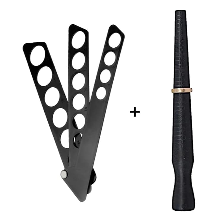 Kit Aneleira Régua 1 Ao 33 + Medidor De Anel Cônico 1 Ao 35