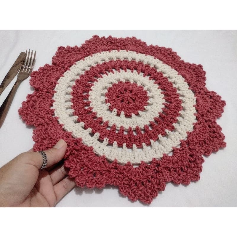Sousplat de Crochê para prato, 37cm, cru e colorido, jogo Americano de crochê redondo