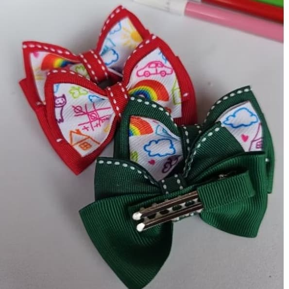 Parzinho de laço escolar. Duplinha de laços infantil escolar rabicó,Xuxinha