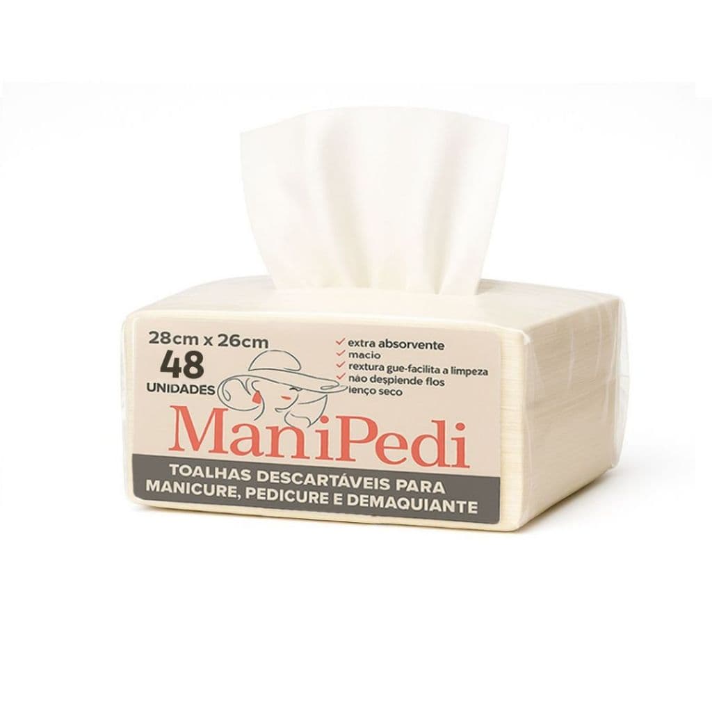 48Un Toalha Descartável para Manicure e Pedicure 28x26cm – Pacote com 48 Unidades Viscose