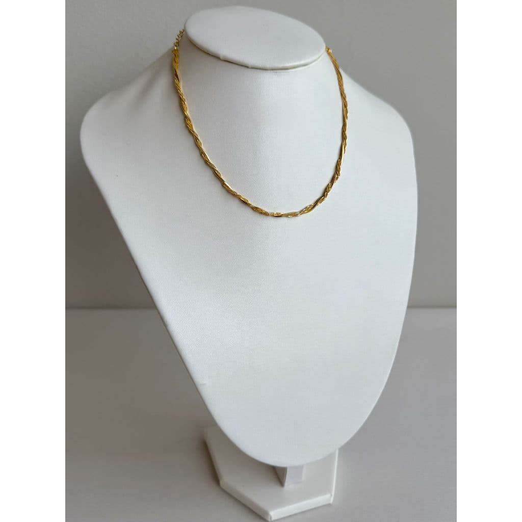 Colar Choker Feminino Cordão Baiano Folheado Dourado Delicado Clássico Elegante 2mm Elo Torcido