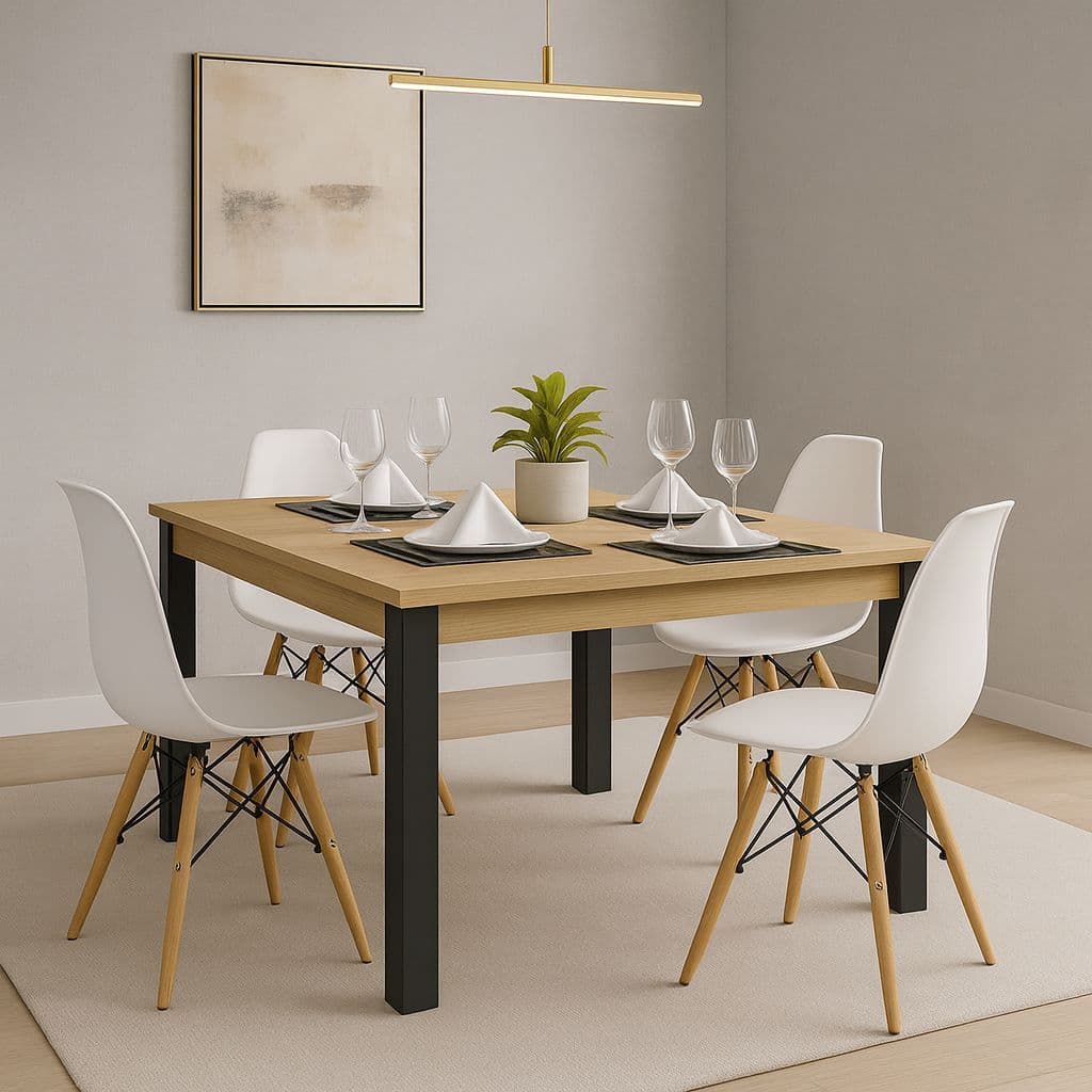 Conjunto de Mesa de Jantar com 4 Cadeiras Eames Design Moderno