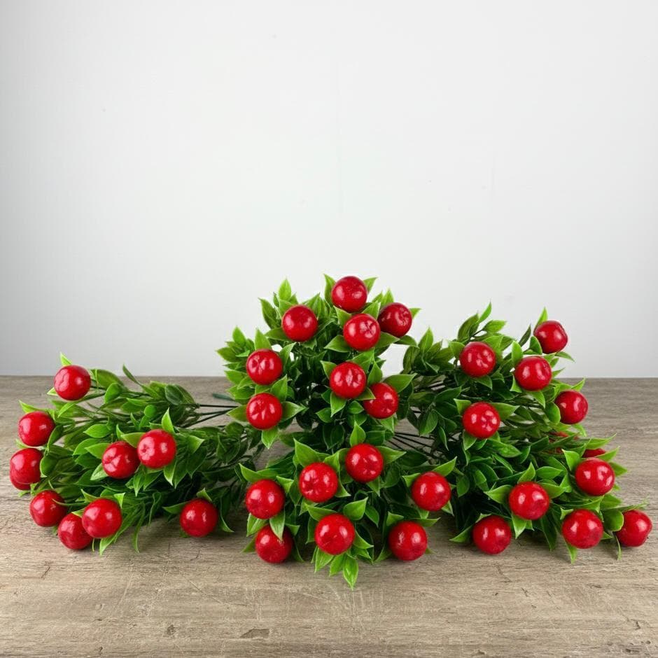Planta Buquê Mini Frutas Cereja de Natal Artificiais para Decoração Casa Casamento - SD801571 CEREJA