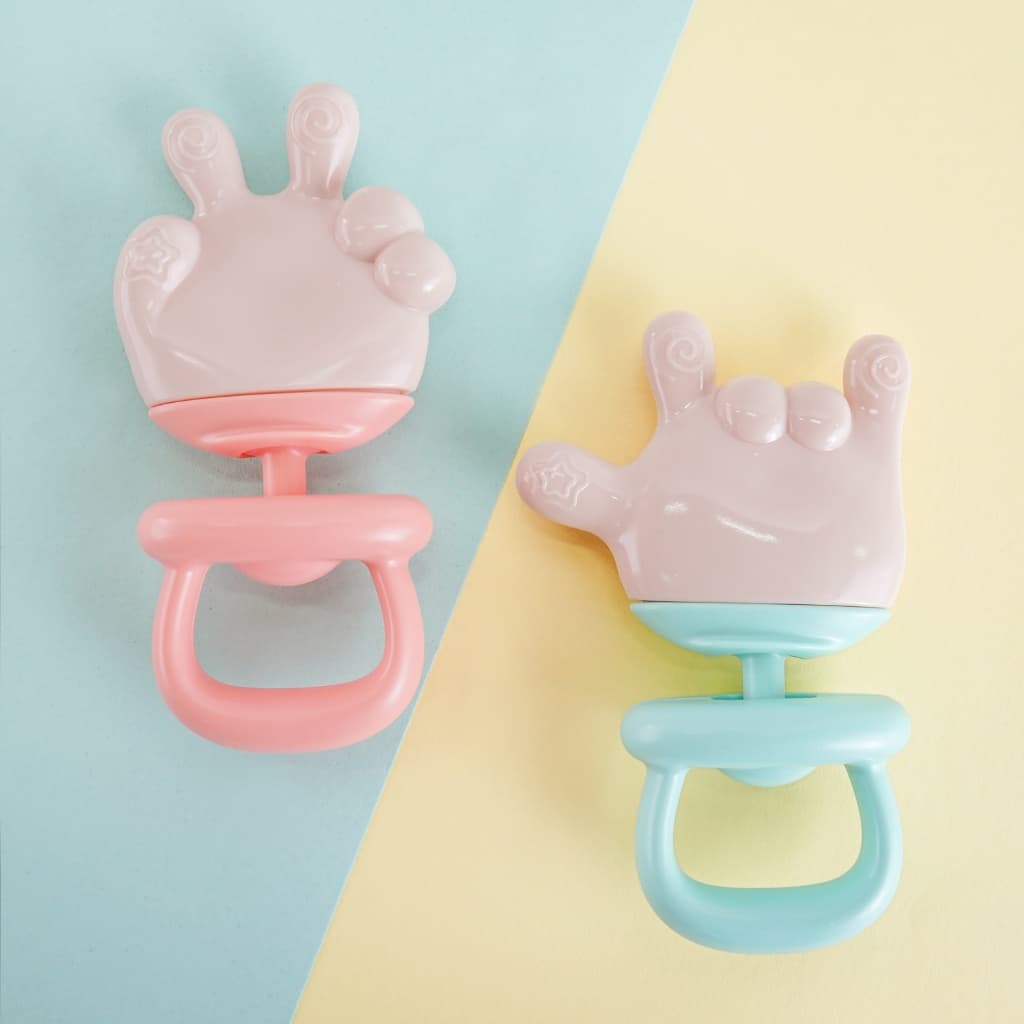 Mordedor Mãozinha/Mordedor infantil de silicone/Mordedor divertido/Bene Casa Baby/INMETRO/Fácil manuseio/rosa/azul