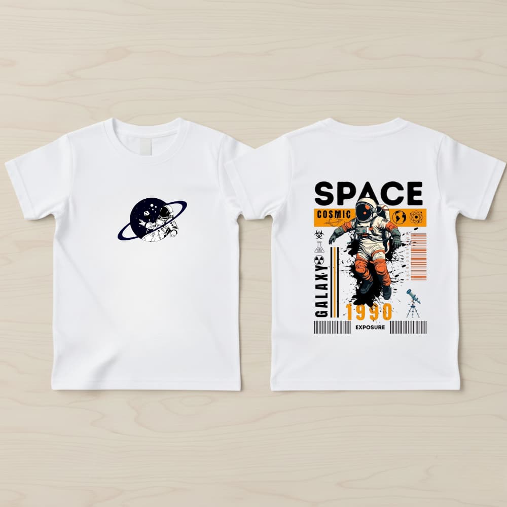 Camiseta Infantil Menino Estampada Espaço Nasa Astronauta Algodão Macio Lançamento Crianças Desenho