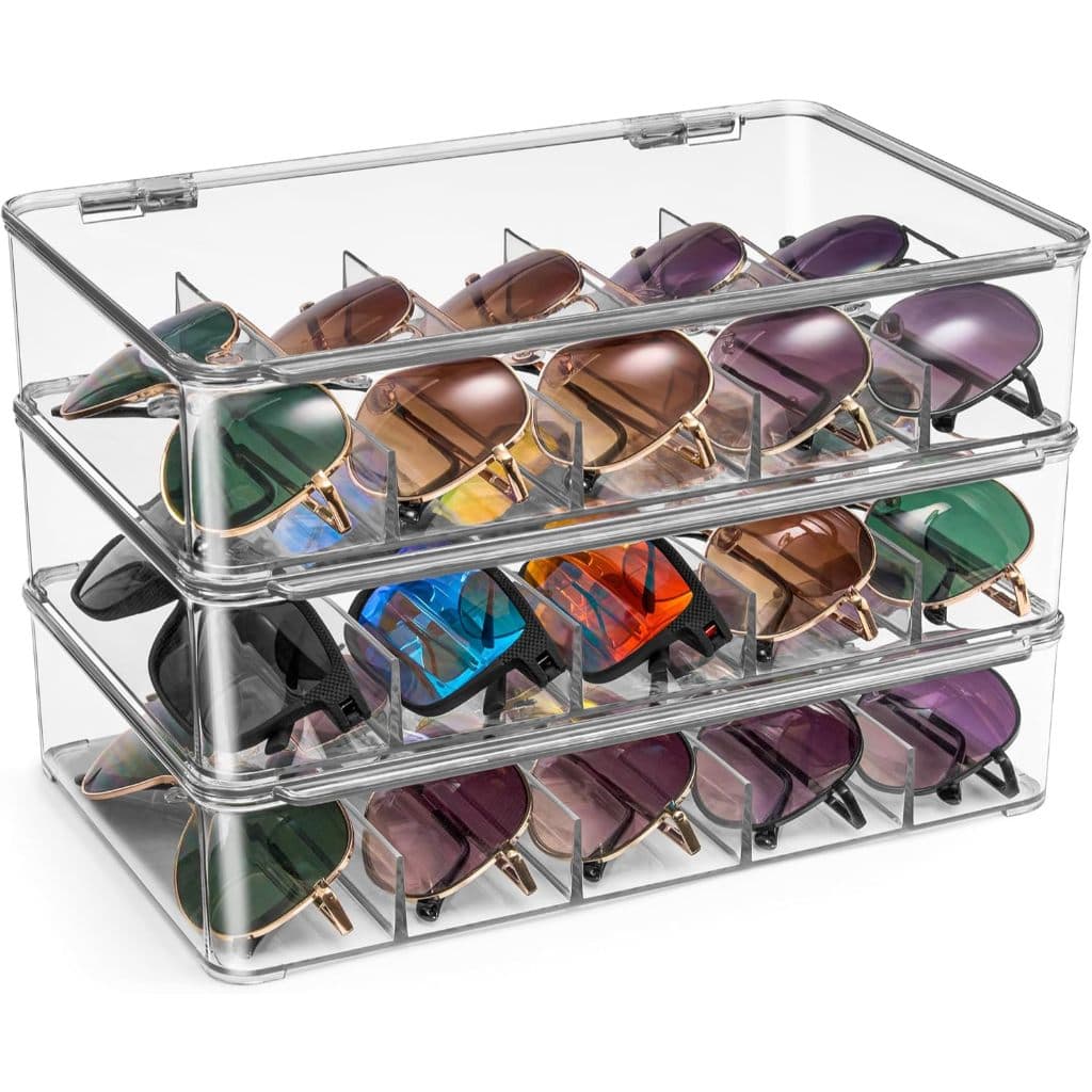 Organizador Porta Oculos Estojo 5 Colmeia Acrílico Premium Transparente