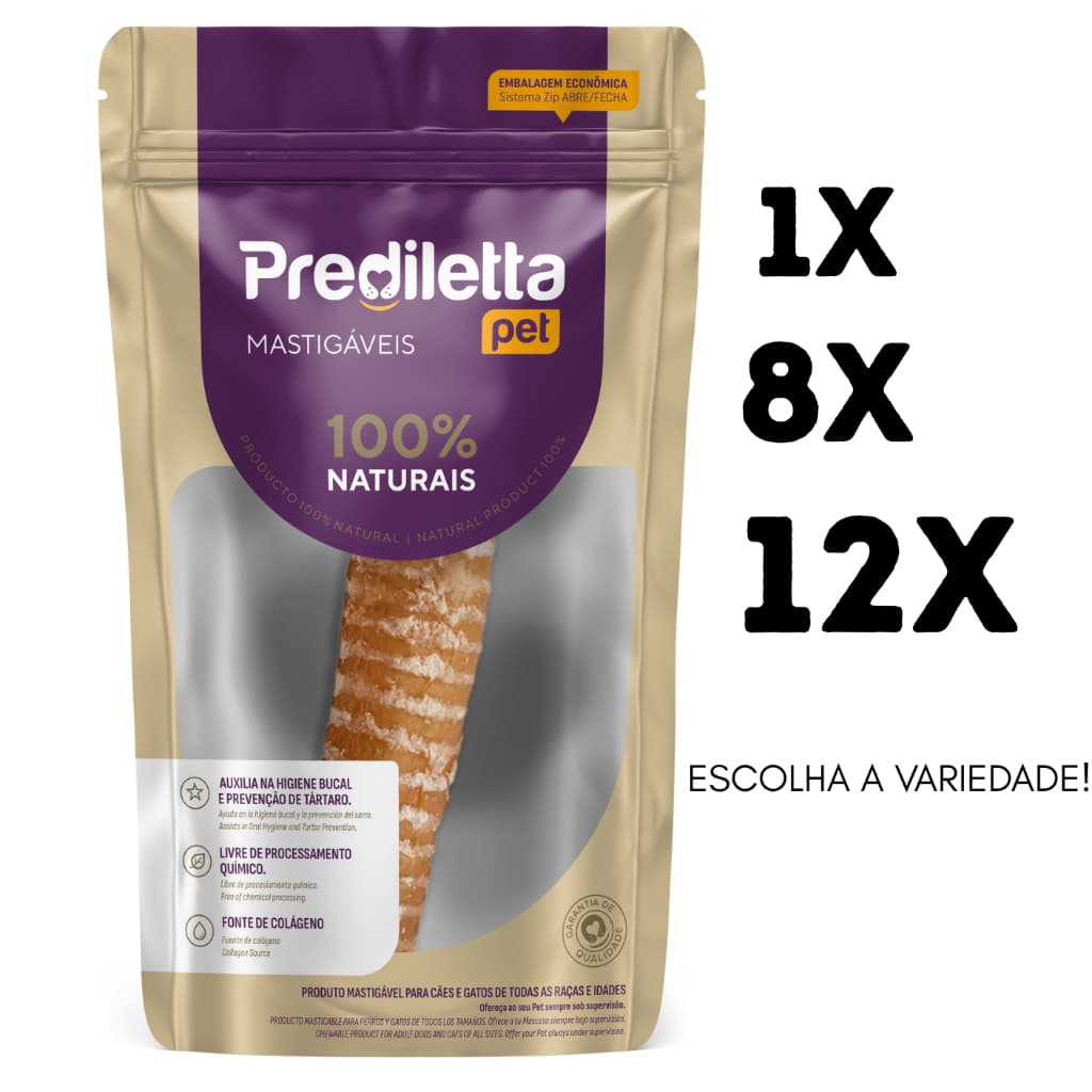 Prediletta Traqueia Bovina para cães - Petisco Natural Calmante