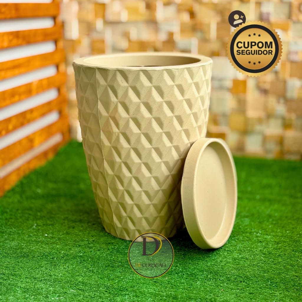 Vaso Decorativo para Plantas Coluna Diamante 41cm Ideal para Sala Varanda Jardim e Área Gourmet