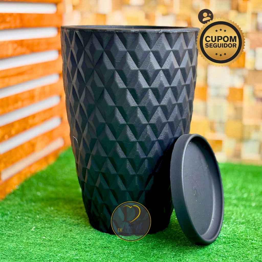 Vaso Decorativo para Plantas Coluna Diamante 51cm Ideal para Sala Varanda Jardim e Área Gourmet